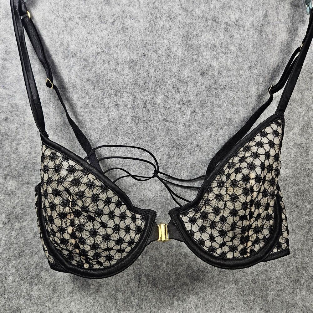 Victoria's Secret Very Sexy Starburst‎ Black Unlined Semi Sheer Demi Bra 32D